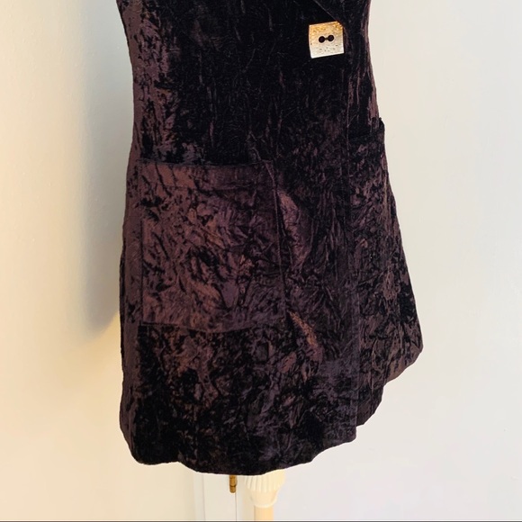 Jerry T Wide Lapel Crushed Velvet Vest Blk Sz S EC - Picture 3 of 13